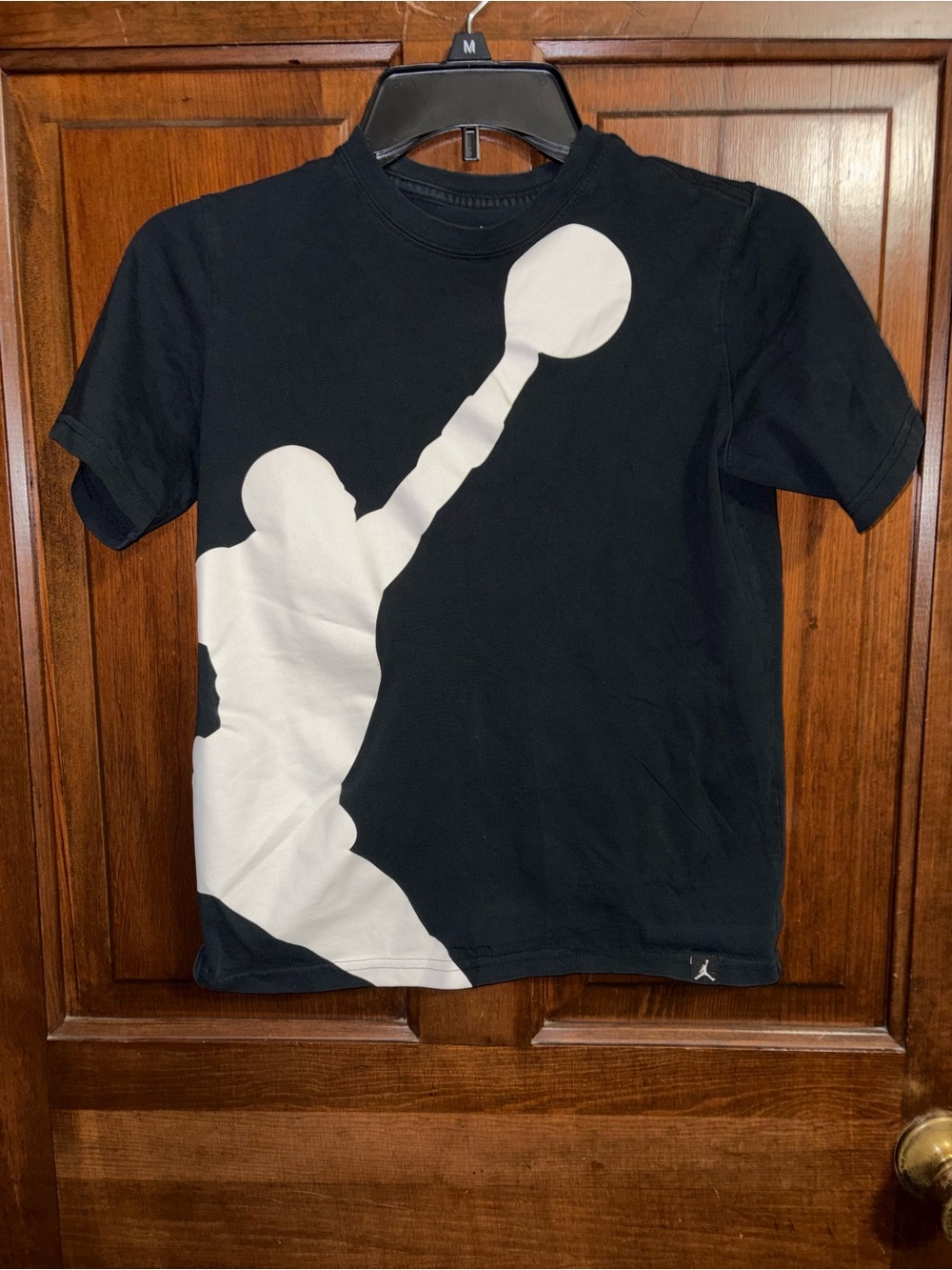 Jordan Black Tee with Large White Basketball Silhouette